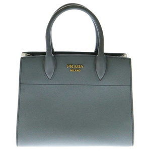 Prada Bibliotheque Bag handbag gray white Saffiano leather